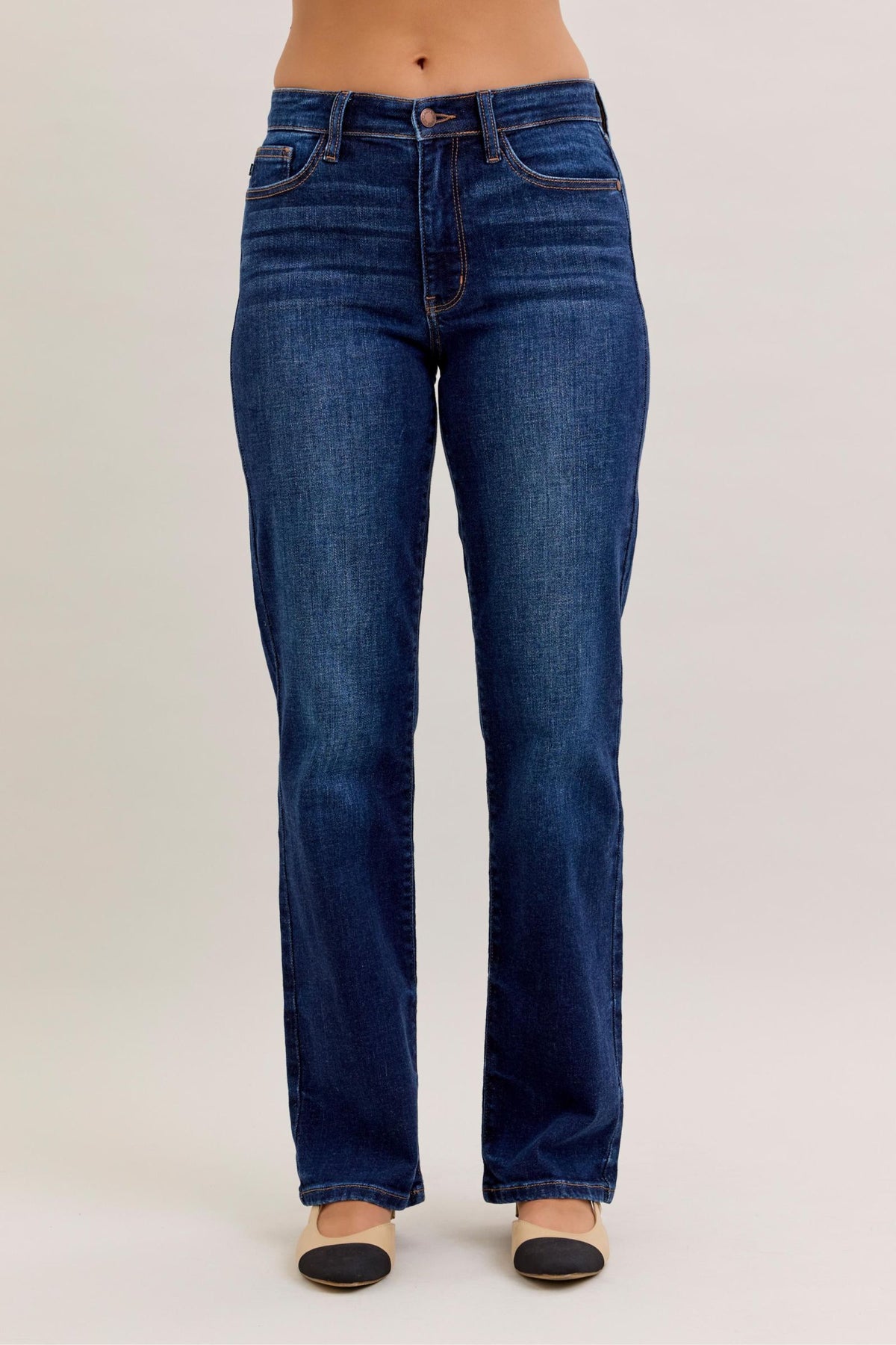JUDY BLUE REGULAR MID RISE STRAIGHT JEAN - DARK STONE