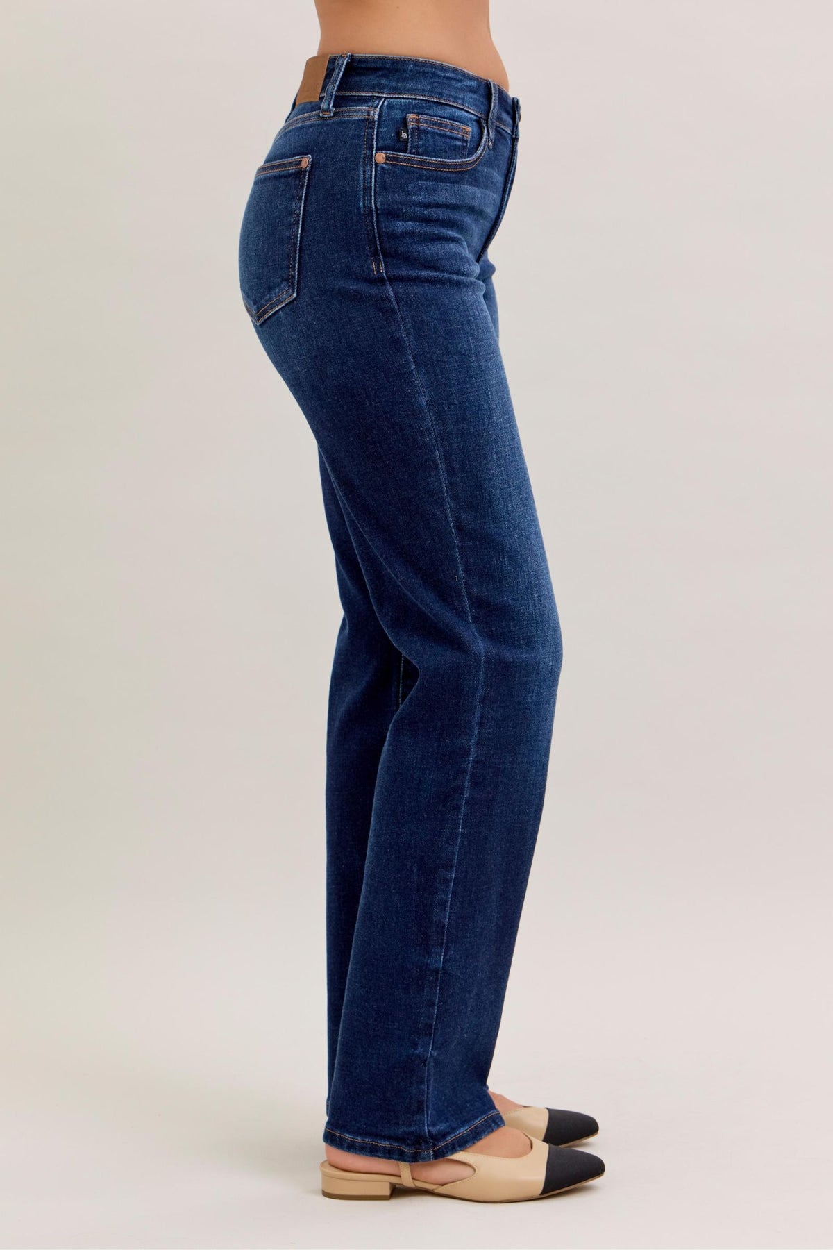 JUDY BLUE REGULAR MID RISE STRAIGHT JEAN - DARK STONE