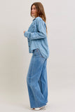 JUDY BLUE DENIM LONG SLEEVE BUTTON UP TOP