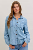 JUDY BLUE DENIM LONG SLEEVE BUTTON UP TOP