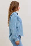 JUDY BLUE DENIM LONG SLEEVE BUTTON UP TOP