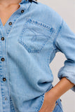 JUDY BLUE DENIM LONG SLEEVE BUTTON UP TOP