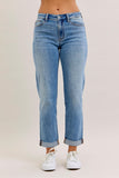 JUDY BLUE MID RISE BOYFRIEND JEANS - MEDIUM STONE