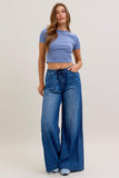 JUDY BLUE HIGH WAIST FEATHERWEIGHT PALAZZO FIT - DARK STONE