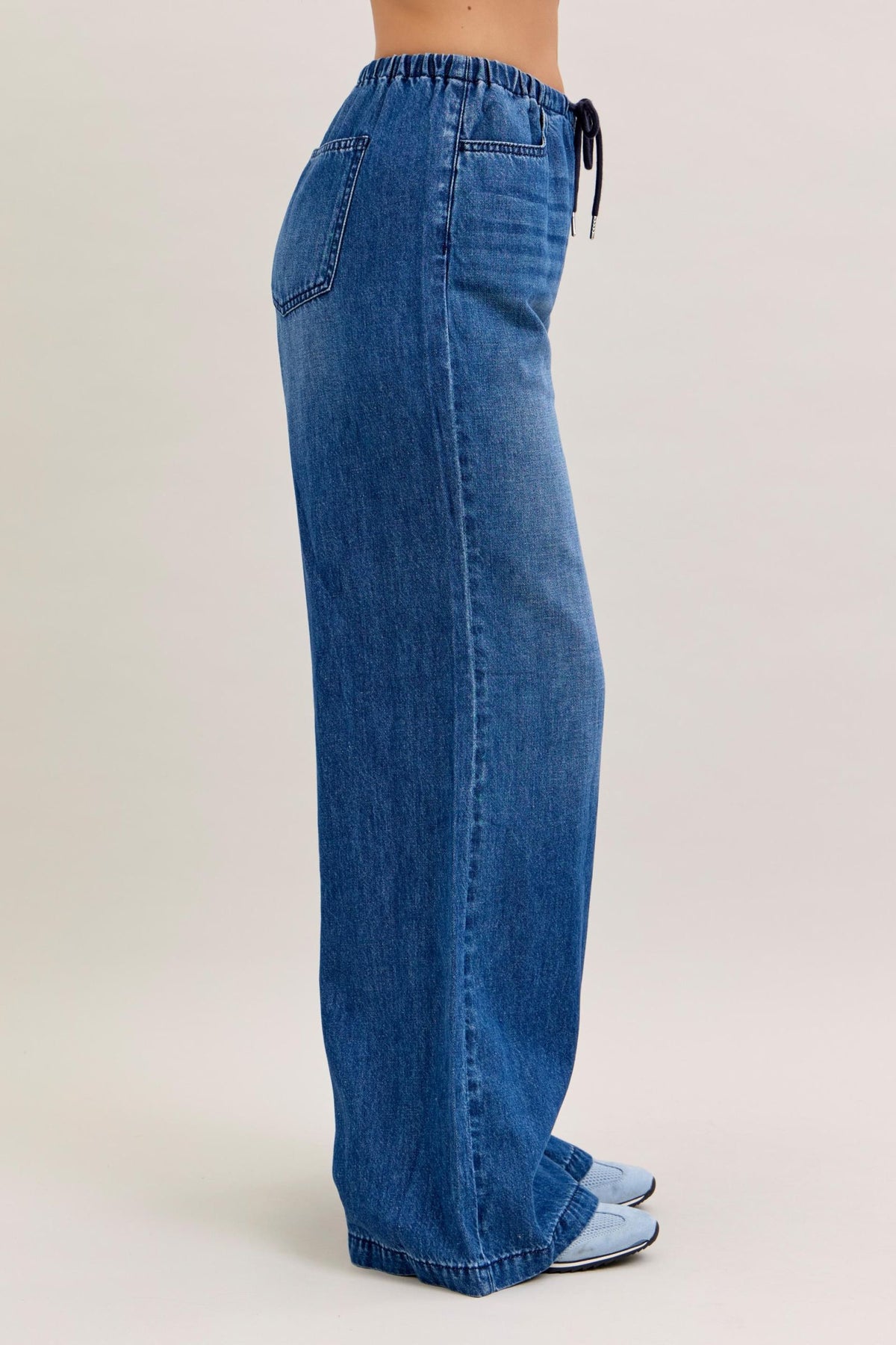 JUDY BLUE HIGH WAIST FEATHERWEIGHT PALAZZO FIT - DARK STONE