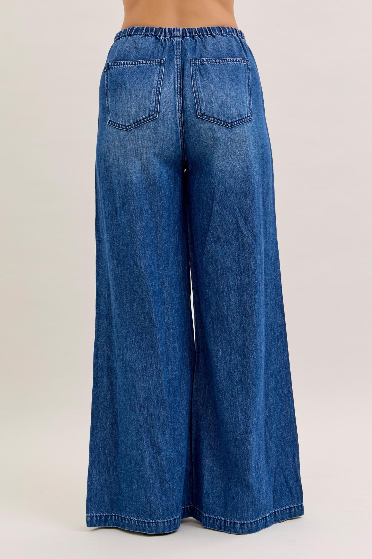 JUDY BLUE HIGH WAIST FEATHERWEIGHT PALAZZO FIT - DARK STONE