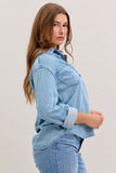 JUDY BLUE DENIM LONG SLEEVE BUTTON UP TOP