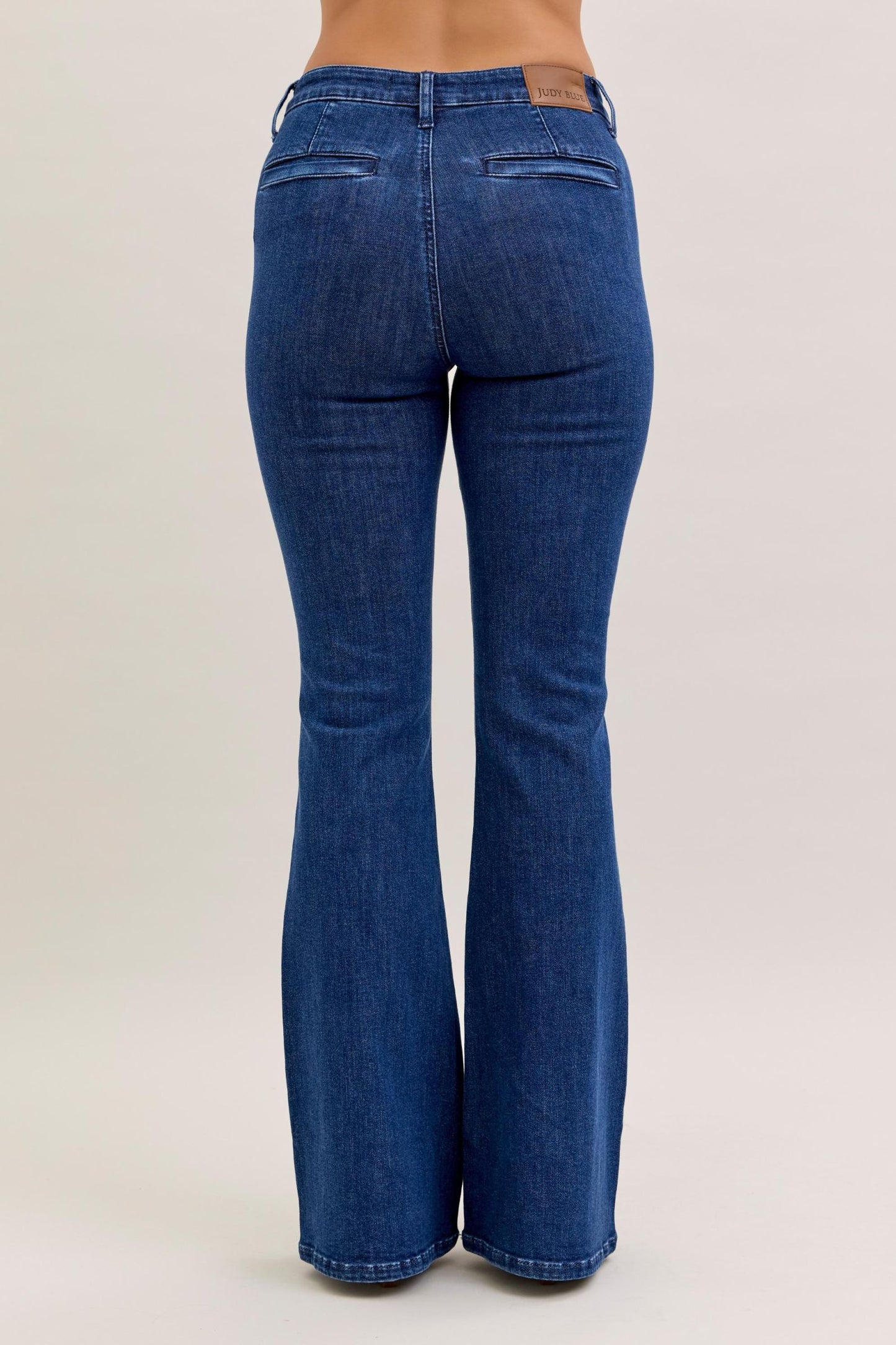 JUDY BLUE HIGH WAIST FLARE WITH PATCH POCKETS - DARK STONE