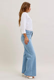 JUDY BLUE HIGH WAIST RETRO WIDE JEANS - MEDIUM STONE