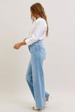 JUDY BLUE HIGH WAIST RETRO WIDE JEANS - MEDIUM STONE