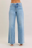 JUDY BLUE HIGH WAIST RETRO WIDE JEANS - MEDIUM STONE
