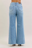 JUDY BLUE HIGH WAIST RETRO WIDE JEANS - MEDIUM STONE