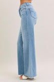 JUDY BLUE HIGH WAIST RETRO WIDE JEANS - MEDIUM STONE