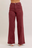JUDY BLUE HIGH WAIST RETRO WITH TWISTED SEAMS - BURGUNDY