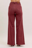 JUDY BLUE HIGH WAIST RETRO WITH TWISTED SEAMS - BURGUNDY
