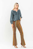 JUDY BLUE MID RISE STRETCH STRIPED FLARE JEANS - MULTI PRINT