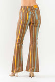 JUDY BLUE MID RISE STRETCH STRIPED FLARE JEANS - MULTI PRINT