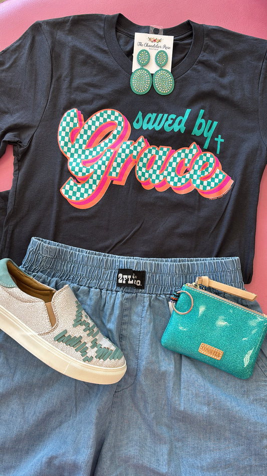 SAVED BY GRACE TEE - CHARCOAL