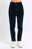 JUDY BLUE HIGH WAIST CORDUROY CUFFED JOGGER - EMERALD