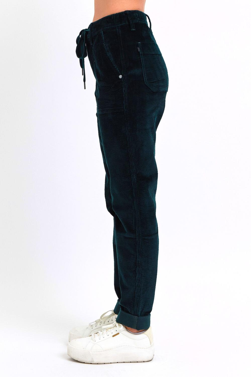JUDY BLUE HIGH WAIST CORDUROY CUFFED JOGGER - EMERALD