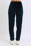 JUDY BLUE HIGH WAIST CORDUROY CUFFED JOGGER - EMERALD