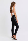 JUDY BLUE HIGH WAIST FAUX LEATHER & DENIM SKINNY JEAN - BLACK