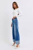 JUDY BLUE HIGH WAIST RETRO WIDE LEG JEAN - MEDIUM STONE