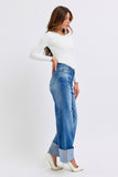 JUDY BLUE HIGH WAIST RETRO WIDE LEG JEAN - MEDIUM STONE