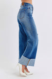 JUDY BLUE HIGH WAIST RETRO WIDE LEG JEAN - MEDIUM STONE