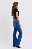 JUDY BLUE MID RISE THERMAL BOOTCUT JEANS - DARK STONE