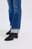 JUDY BLUE MID RISE THERMAL BOOTCUT JEANS - DARK STONE