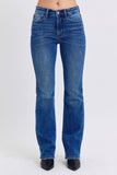 JUDY BLUE MID RISE THERMAL BOOTCUT JEANS - DARK STONE