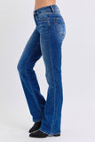 JUDY BLUE MID RISE THERMAL BOOTCUT JEANS - DARK STONE