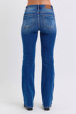 JUDY BLUE MID RISE THERMAL BOOTCUT JEANS - DARK STONE