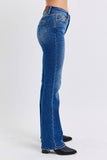 JUDY BLUE MID RISE THERMAL BOOTCUT JEANS - DARK STONE