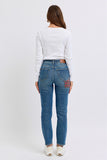 JUDY BLUE HIGH WAIST PLAID PATCH SLIM JEAN -  MEDIUM STONE