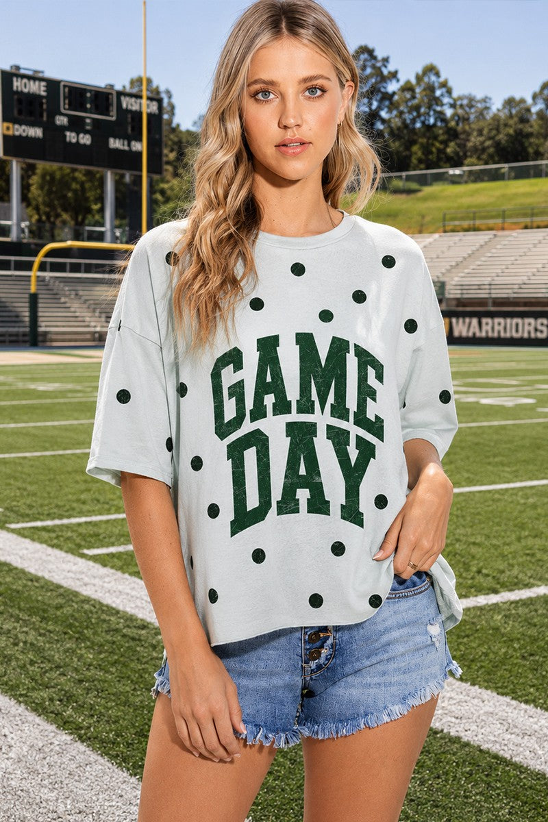 GAMEDAY PRINT SIDE SLIT TOP - SAGE