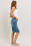 JUDY BLUE HIGH WAIST RIGID MAGIC JORTS - MEDIUM STONE