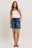 JUDY BLUE HIGH WAIST BAGGY SHORT FEATHERWEIGHT - DARK STONE