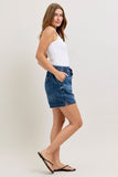 JUDY BLUE HIGH WAIST BAGGY SHORT FEATHERWEIGHT - DARK STONE