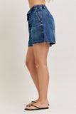 JUDY BLUE HIGH WAIST BAGGY SHORT FEATHERWEIGHT - DARK STONE