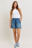 JUDY BLUE HIGH WAIST BAGGY FEATHERWEIGHT SHORTS - MEDIUM STONE