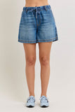 JUDY BLUE HIGH WAIST BAGGY FEATHERWEIGHT SHORTS - MEDIUM STONE