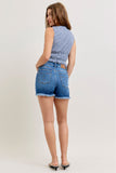 JUDY BLUE HIGH WAIST SLIM SHORT JEANS - DARK STONE