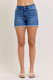 JUDY BLUE HIGH WAIST SLIM SHORT JEANS - DARK STONE