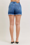 JUDY BLUE HIGH WAIST SLIM SHORT JEANS - DARK STONE