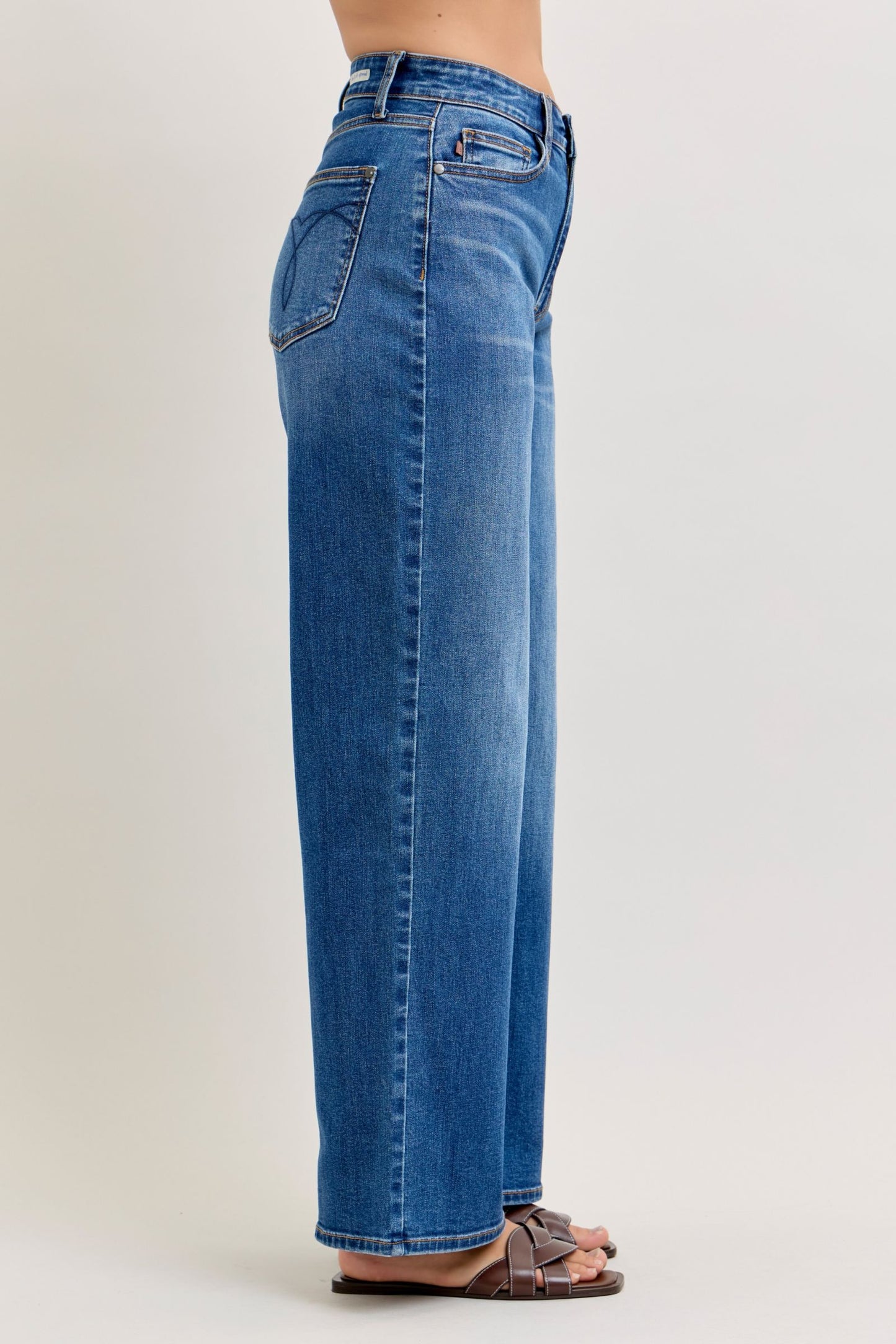 JUDY BLUE HIGH WAIST WILHELMINA BAGGY - DARK STONE