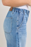 JUDY BLUE HIGH WAIST FEATHERWEIGHT BAGGY ELASTIC WAISTBAND - MEDIUM STONE