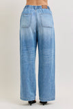 JUDY BLUE HIGH WAIST FEATHERWEIGHT BAGGY ELASTIC WAISTBAND - MEDIUM STONE