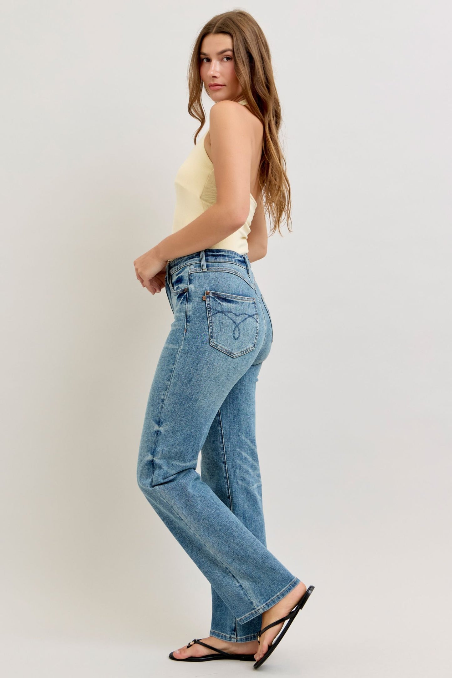 JUDY BLUE HIGH WAIST TUMMY CONTROL SLIM STRAIGHT JEANS